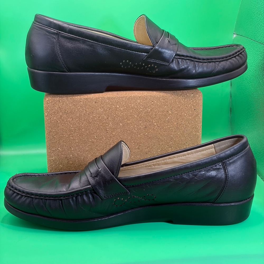 SAS Handsewn Penny Loafers Mens 13M Black Genuine Leather USA Made Comfort Shoes
